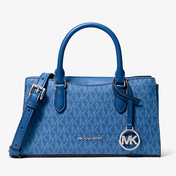 Michael Kors Handbags - MICHAEL KORS Arden Small Top Zip Signature Logo Messenger Bag
Galaxy Blue 
NWT